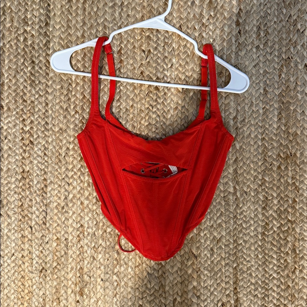 Urban Outfitters Vibrant Red Lace-Up Corset